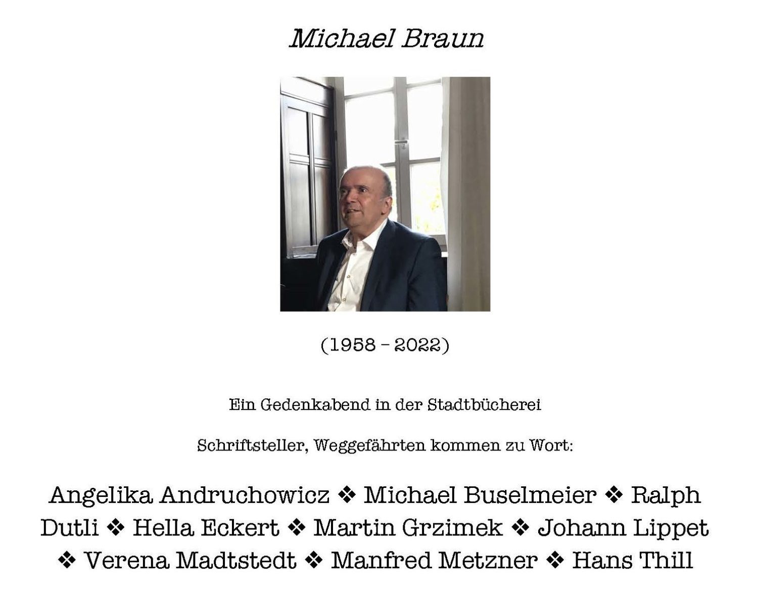 Gedenkabend für Michael Braun (1958 – 2022)